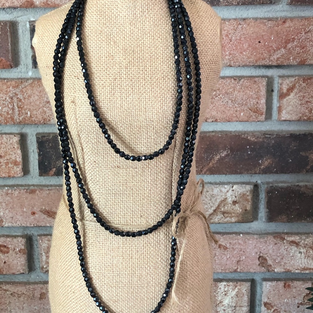 Black Bead Trio Necklace